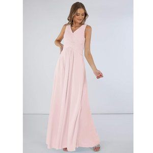 Blush Pink Flora Bridesmaid Gown Wedding Guest Prom Dress